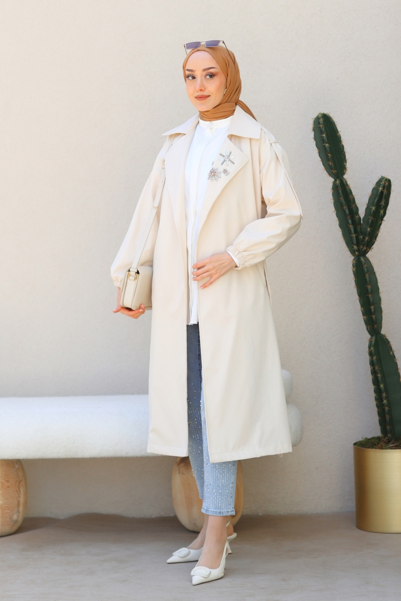 Alyona Beige Trench Coat