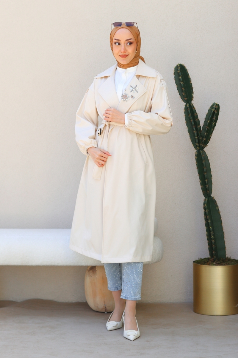 Alyona Beige Trench Coat