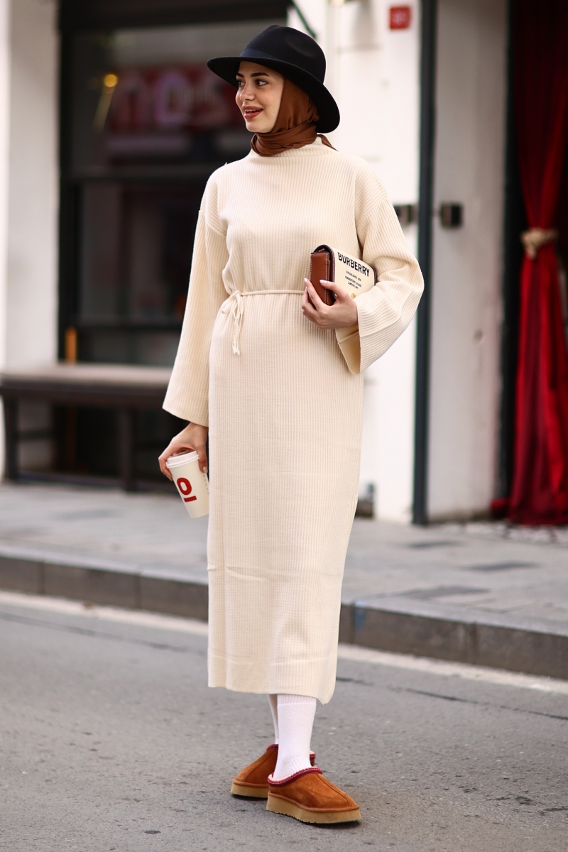 Hansy Ecru Knitwear Dress 